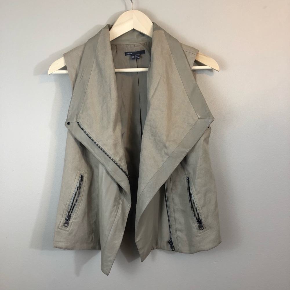 Vince Leather and Canvas Vest